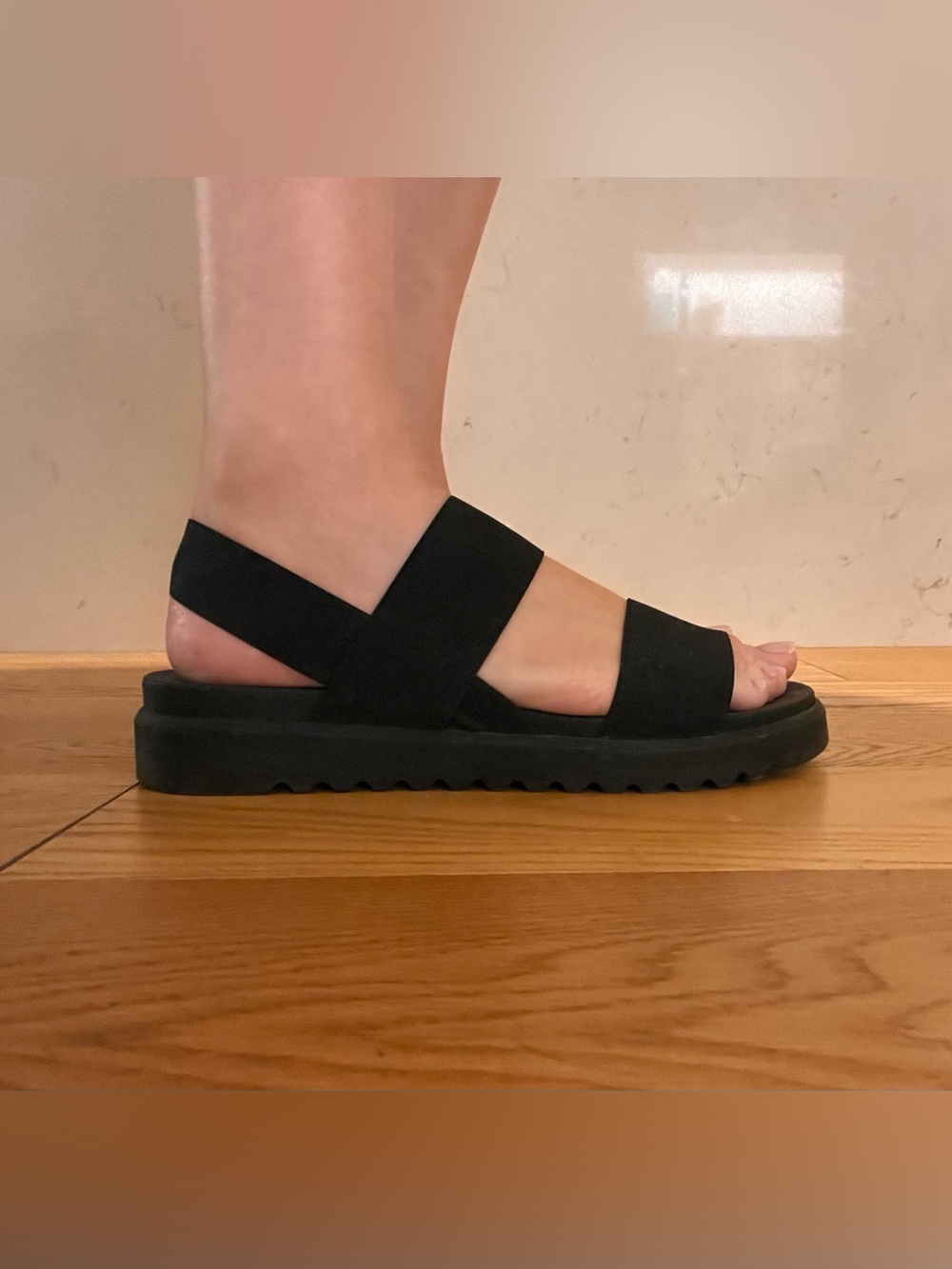 L’Intervalle Black Slide Sandals with Wide Straps